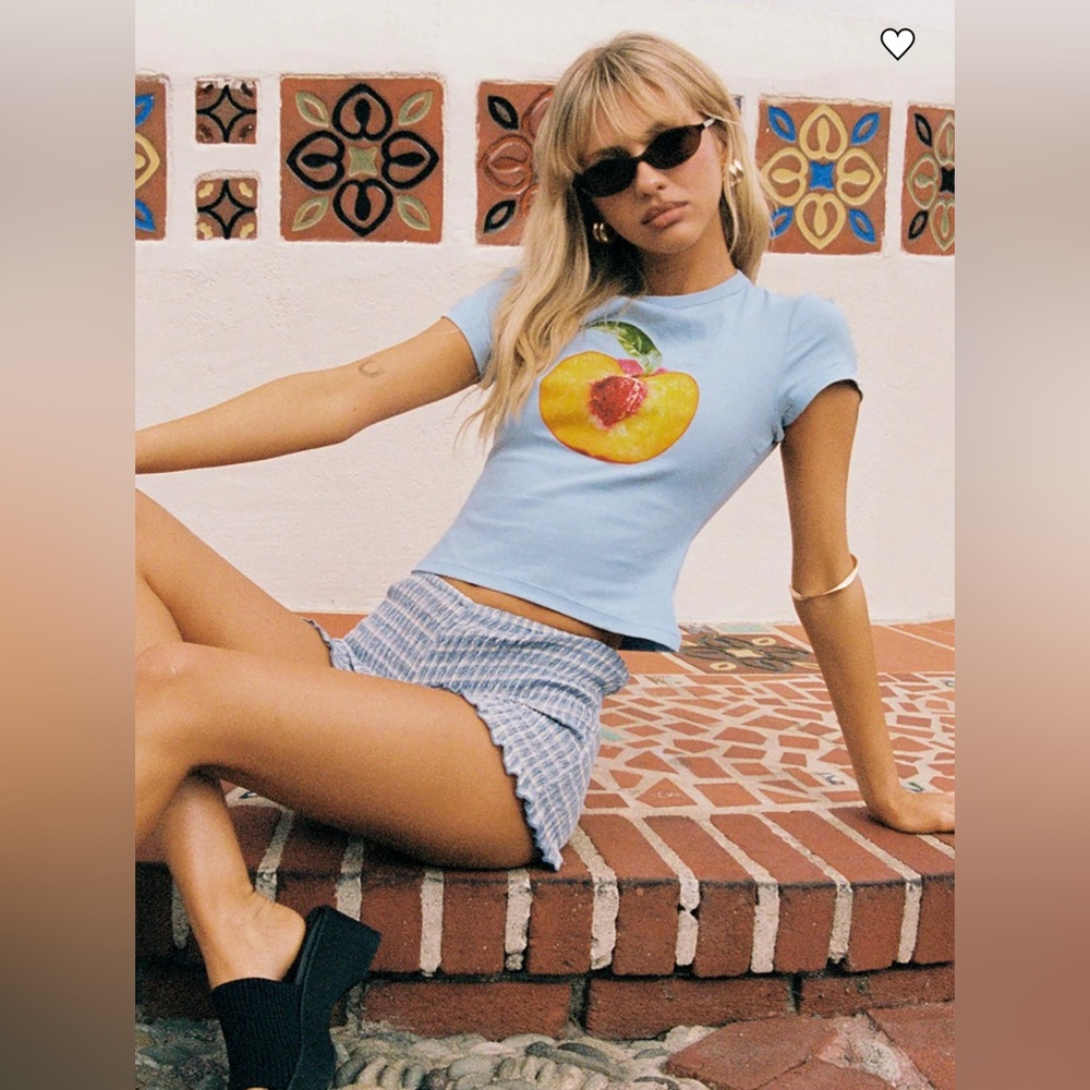 Princess Polly Jukebox Shirred Micro Shorts Blue